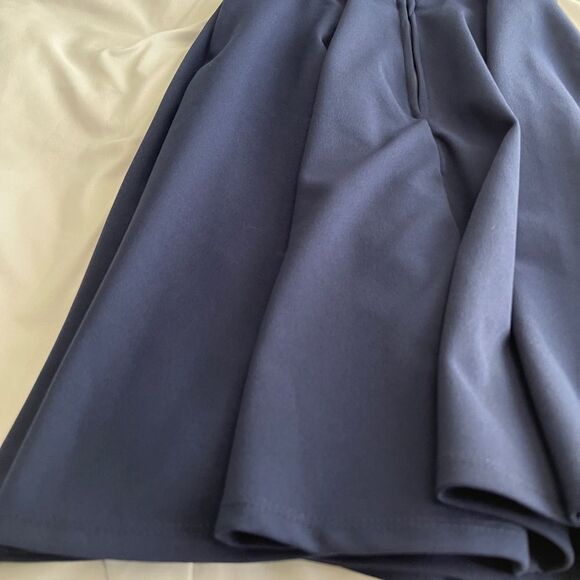 Navy Blue Fit & Flare Juniors Dress – Size 1, Lace Cutout Sides, Formal Look - Picture 7 of 12